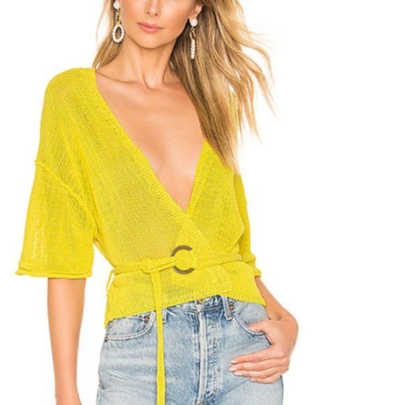 Free People Oh Hello Cardi Yellow. L - Picture 5 of 11